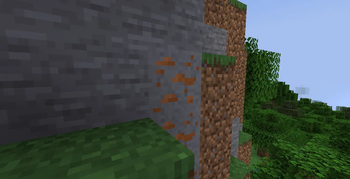 Cliff with ores from the mod