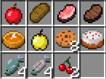 All of the food items with their max stack sizes. 