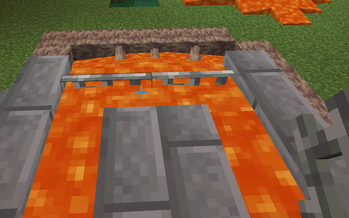 Example: lavalogged stairs, iron bars, pointed dripstone, slabs