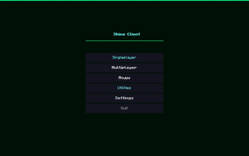 the screenshot shows the main menu of the shine client