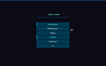 the screenshot shows the main menu of the shine client