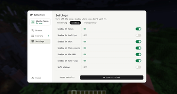 Settings/shadow