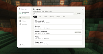 BetterFont's Menu