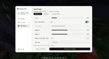 Settings/rendering