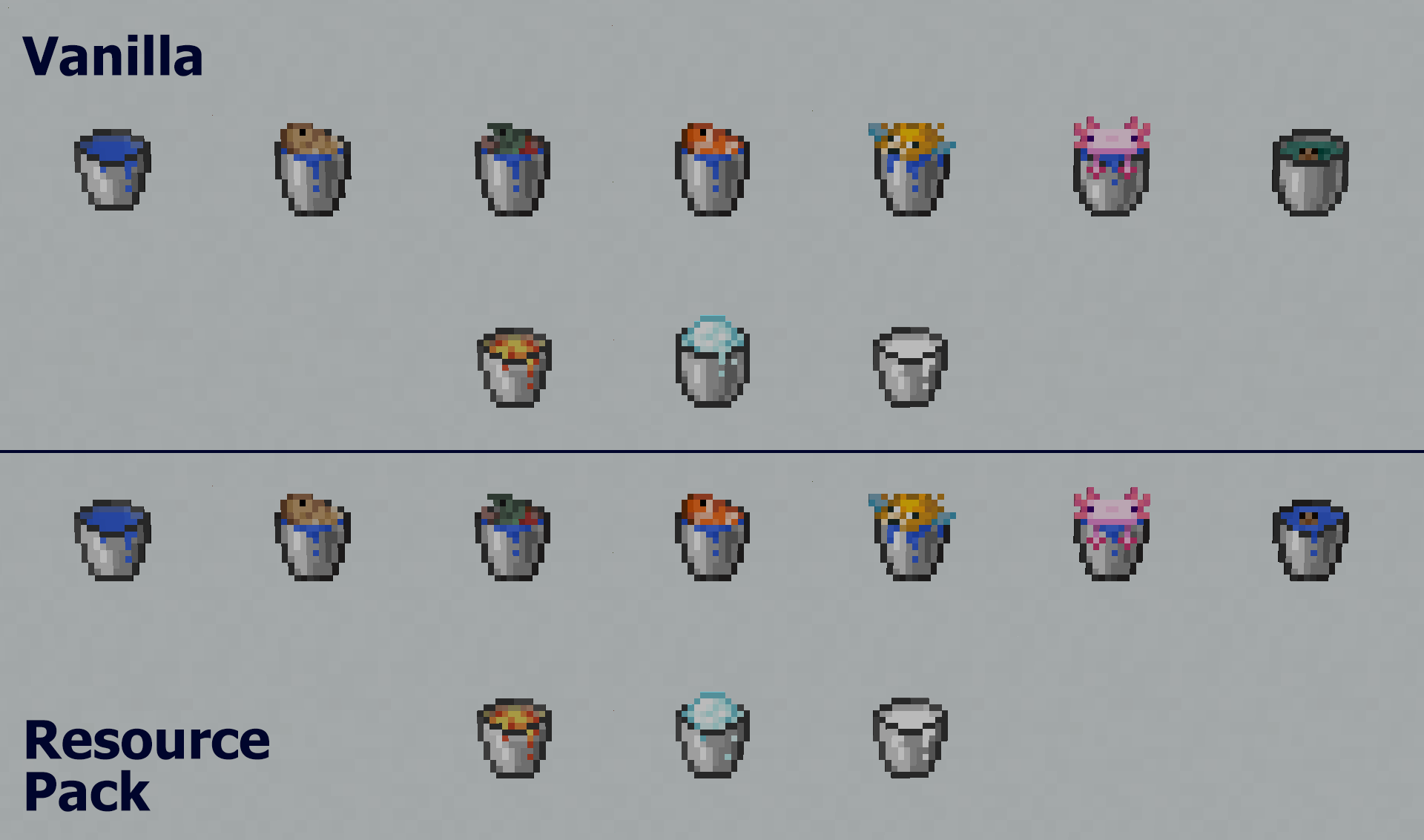 Vanilla vs resource pack buckets
