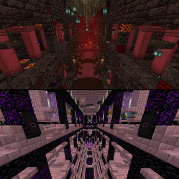 A sneak peek at the Better Stronghold styled Strongholds in Repurposed Structures when this datapack is put on.