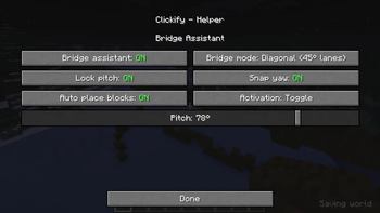 Bridge Assistant settings screen