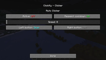 Clicker settings screen