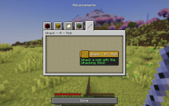 Whacking Stick Advancements Screen