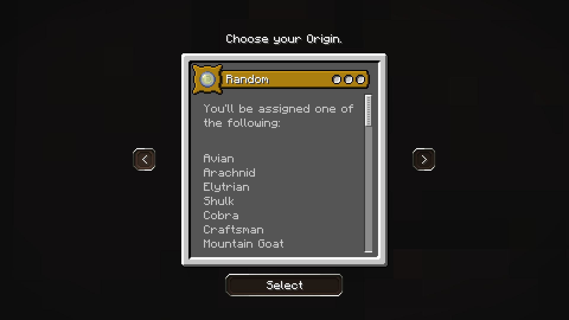 Choose your Origin!