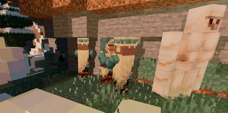 Snowy Villagers and Iron Golem