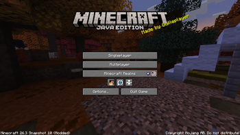Main menu with the pack enabled
