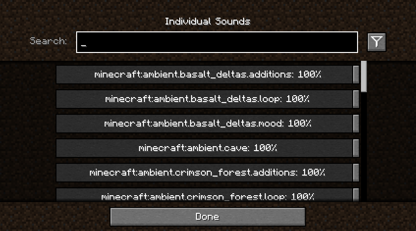 Sounds Config Screen