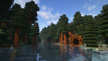 River view of a redwood forest (with shaders)