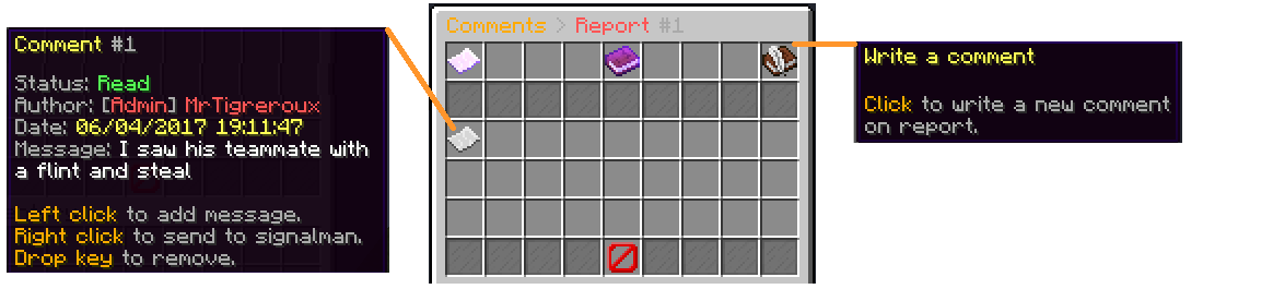 Comments menu