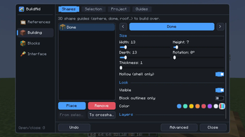 Shape settings