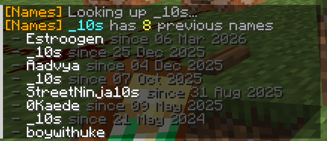 Names history — screenshot 1