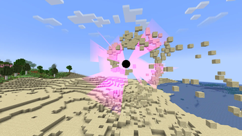 Blackhole sucking in blocks with a spin