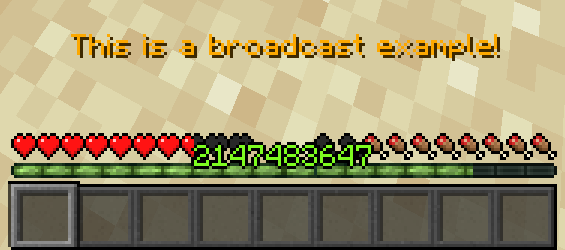 in game screenshot of broadcast command