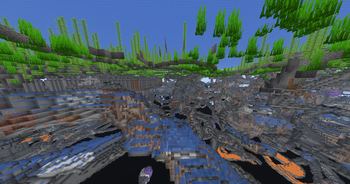 Dripstone caves generated below an ocean biome
