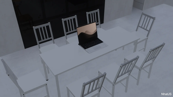 A very look-like dining table with Laptop!