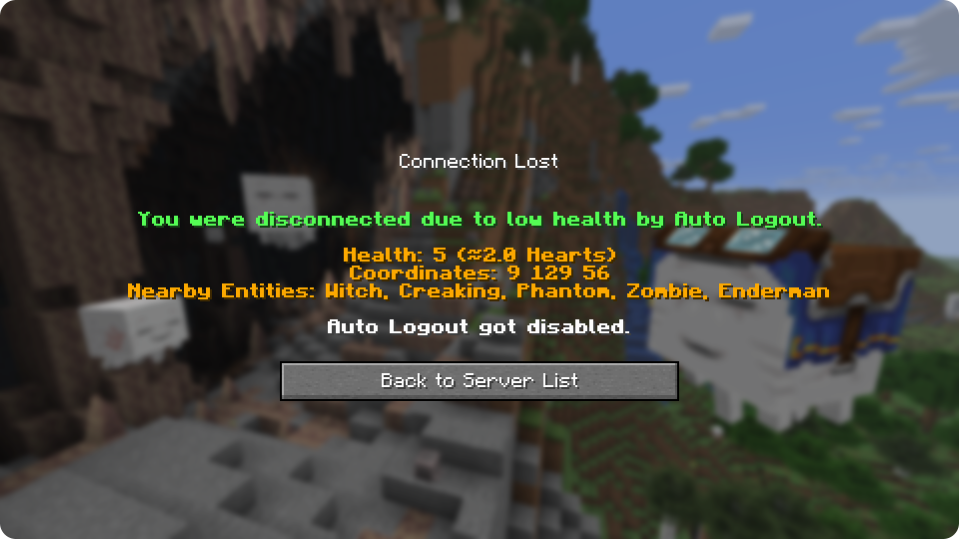 Health Disconnect Screen