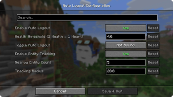 Mod Menu Config Page