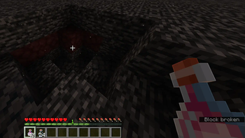 Right click with dragon's breath to break bedrock