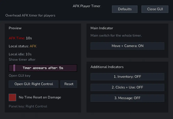 AFK Timer Settings