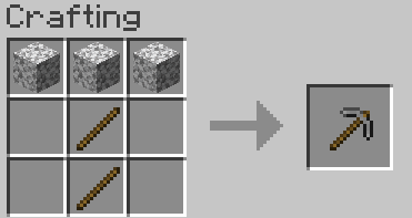 Diorite ➜ Stone Pickaxe