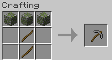 Mossy Cobblestone ➜ Stone Pickaxe