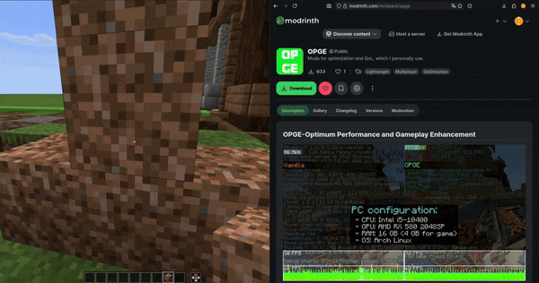 demonstration of the mod's work