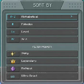 Sorting and Filter option