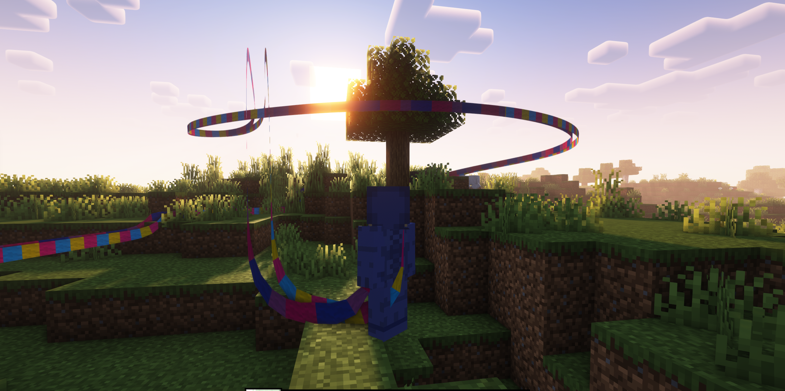 Scarves works with shaders! Shown here with Iris+Sodium+Indium