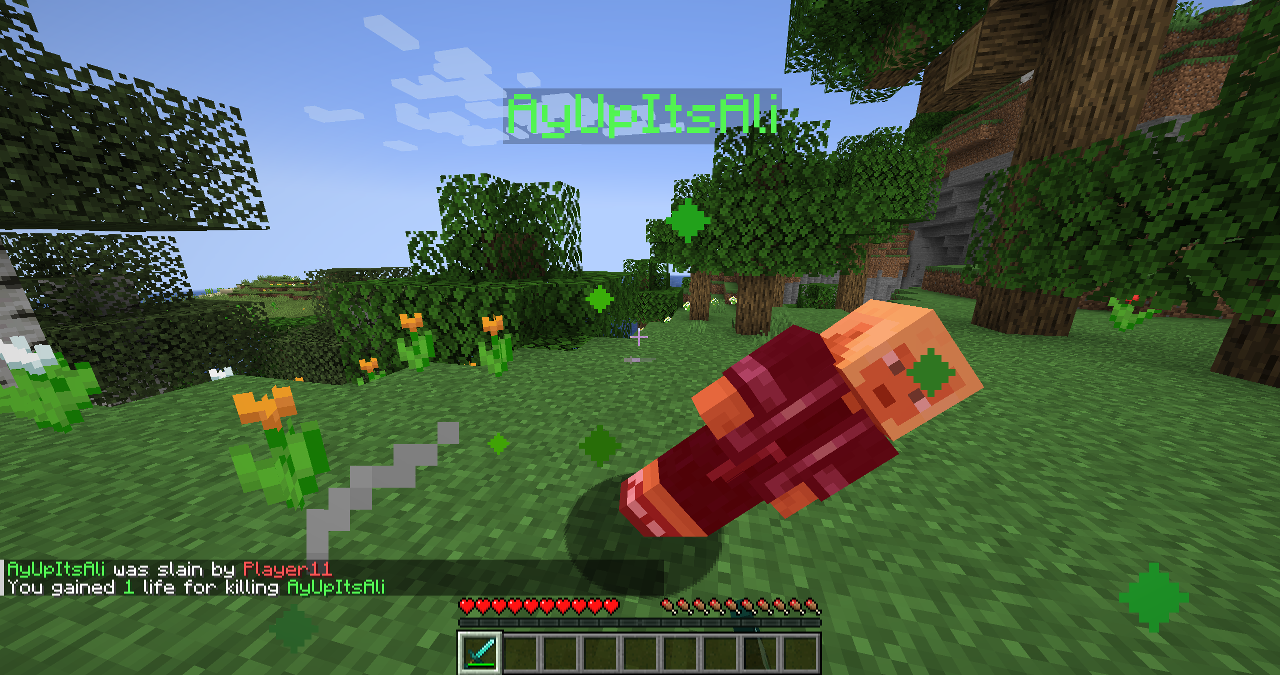 A player killing another player and gaining a life back