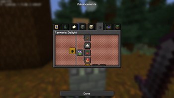 Farmer's Delight tab on the Advancements page