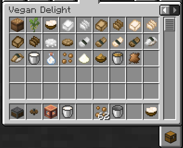 Screenshot of Vegan Delight's creative item tab