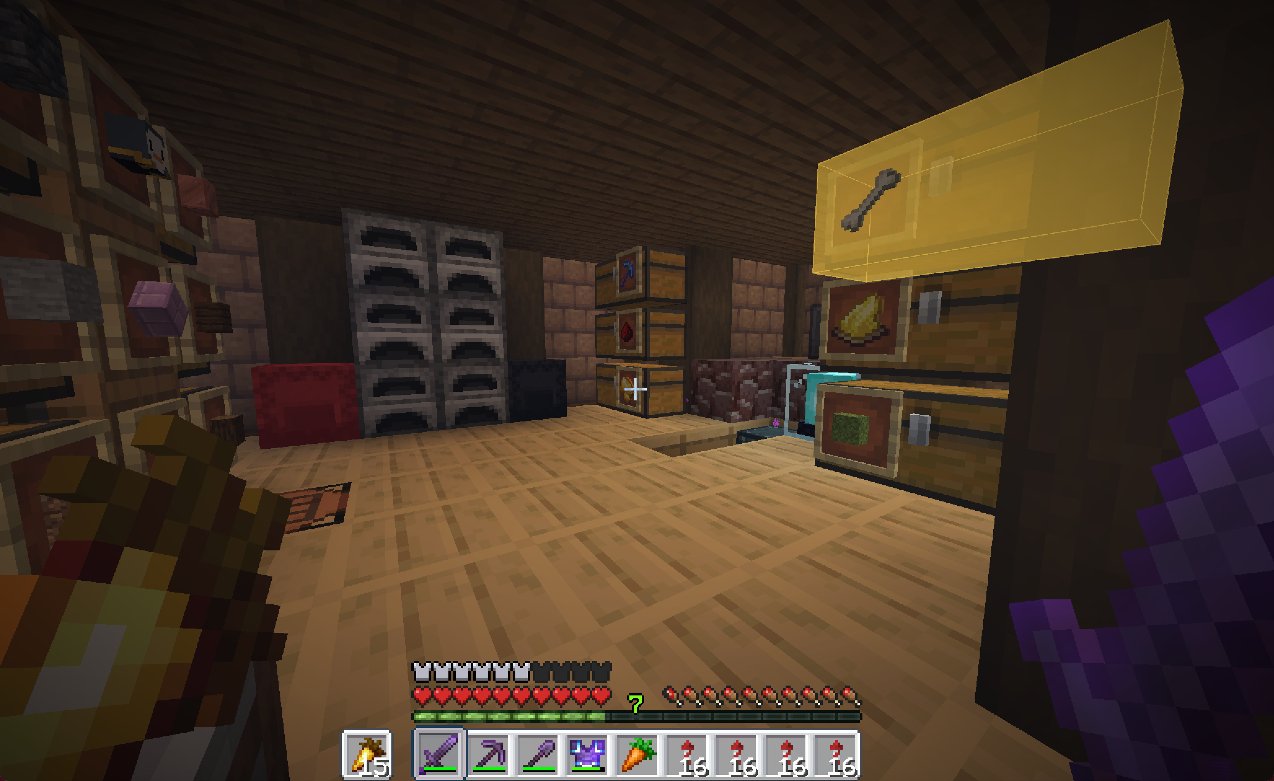 A chest highlighted in the world after searching for an item it contains