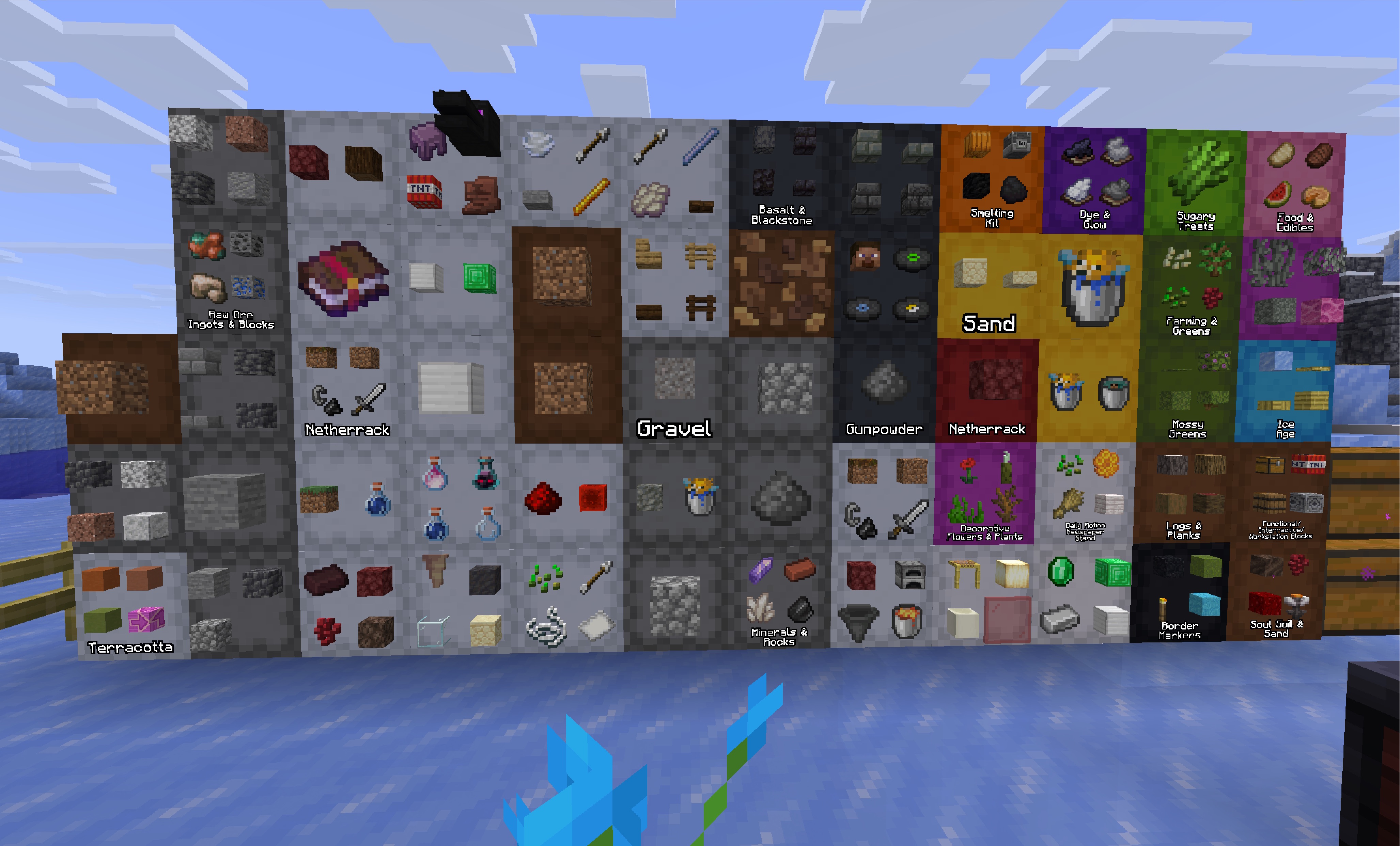 Container contents shown on top of nearby shulker boxes