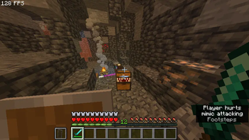 A mimic attacking the player