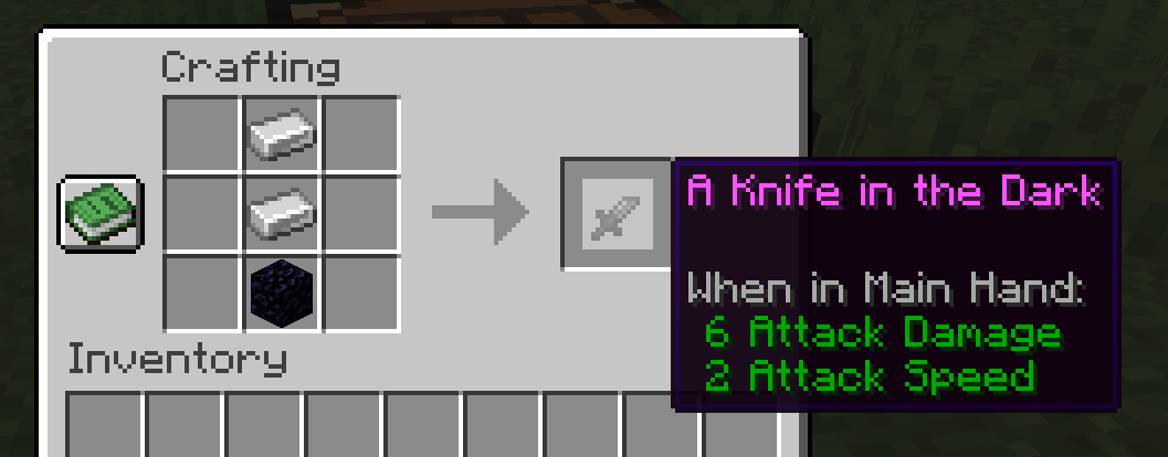 Crafting recipe for A Knife in the Dark