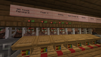 Healthbars in a villager trading hall