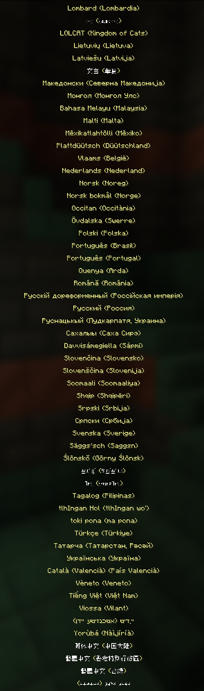 Languages list 3