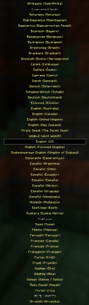 Languages list 1