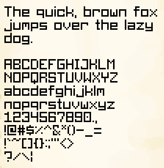 Contains the following:
The quick, brown fox jumps over the lazy dog.

ABCDEFGHIJKLM
NOPQRSTUVWXYZ
abcdefghijklm
nopqrstuvwxyz
1234567890.,
!@#$%^&*()-_=
!`~[]{}:;'"<>
?/\|

(I forgot +, sorry!)