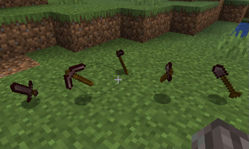 Fortified Netherite Tools on the Ground