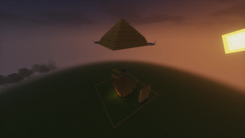 map: house & wooden pyramid
