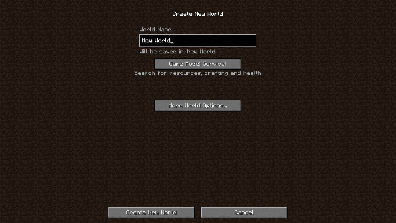Create world screen