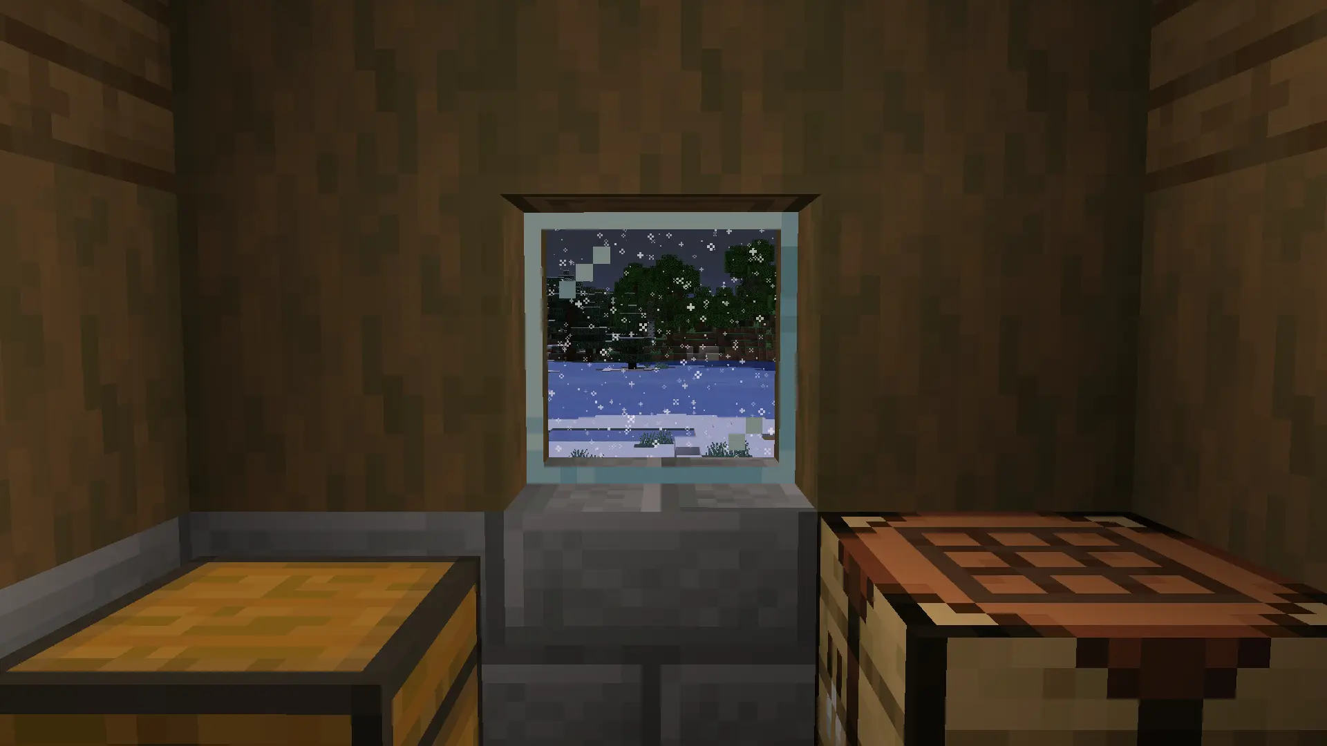 Villager home during snowstorm