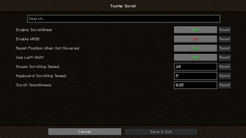 Mod Menu Config Screen